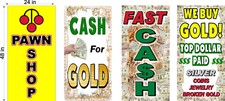 PERFORATED WINDOW DECAL PAWN SHOP CASH FOR GOLD NEW LOT OF 4  2' X 4' VERTICAL