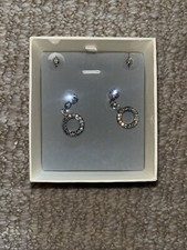 White Gold Finish Womens Small Silver Hoop Design Created Diamond Stud Earrings