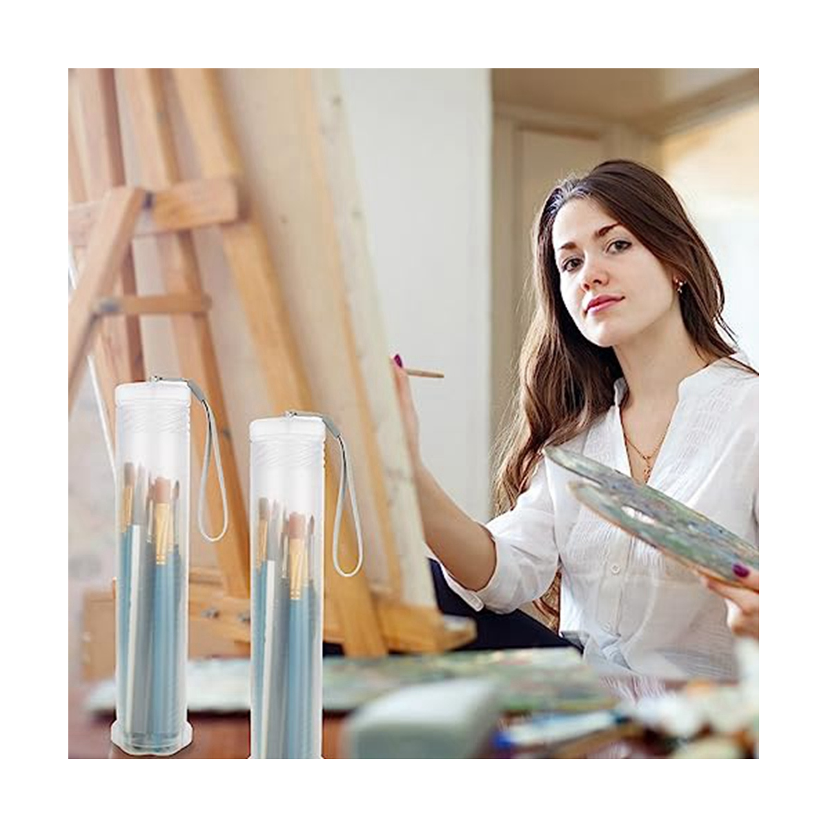 4 Pack Extendable Plastic Paint Brush Case Clear Long Paint Brush