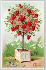 For My Love Valentine Postcard Heart Topiary Forget Me Nots