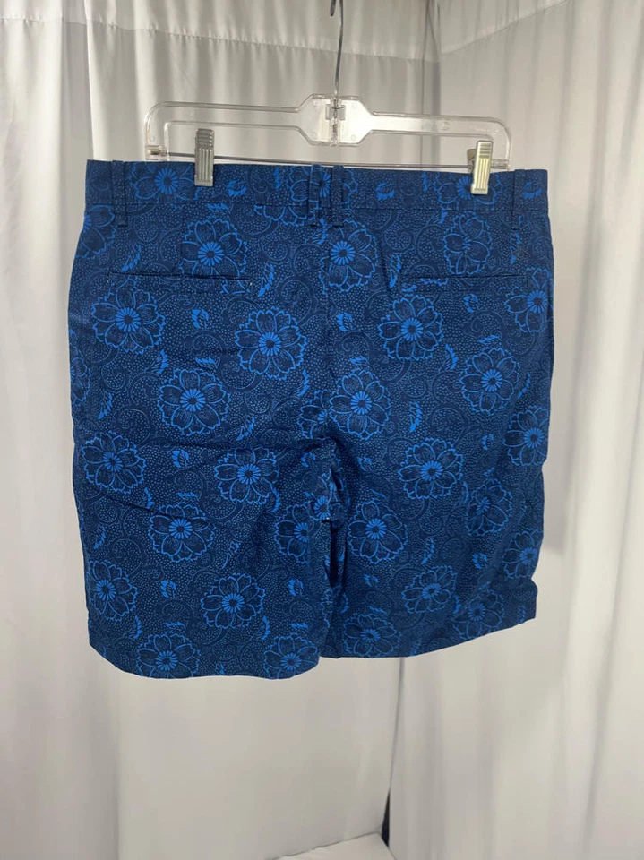 Шорты мужские Penguin Munsingwear Chino плоские спереди размер 34 синие с цветочным рисунком 100% хлопок - Изображение 3 из 4