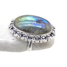 Fire Labradorite Gemstone 925 Sterling Silver Statement Ring-Mother's Day Gift