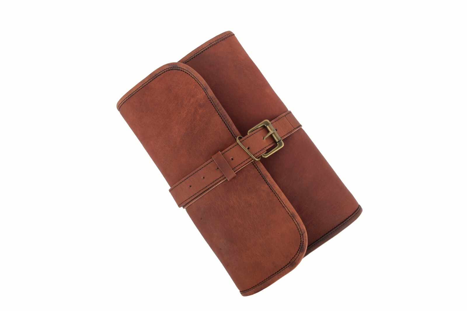 Toiletry Bag Trifold Organizer DoppKit Washbag Hanging Folding Real Leather Case-image