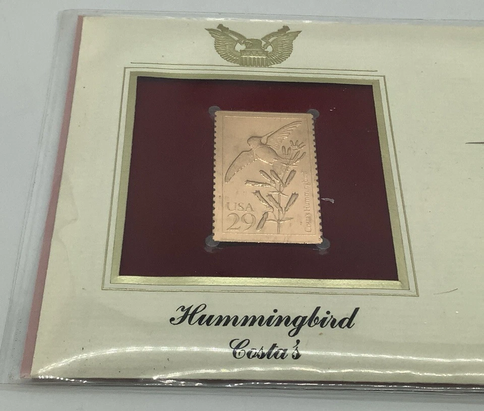 Qty 6 22kt Gold Stamp Replica 1st Day of Issue 1-1985. 5-1992-Hummingbirds - Image 3 of 4