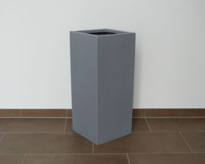 Runder Pflanzkübel Aus Fiberglas – Grau, Zylindrisch D30xH30cm, Frostsicher, Für Innen & Außen