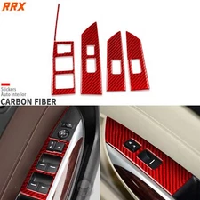 Red Carbon Fiber Interior Window Lift Switch Panel Cover For Acura TLX 2015-2020