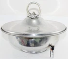 Covered Buenilum Casserole-w/2 Quart Pyrex Inner-Coiled Aluminum Handle-Vintage