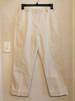 LL Bean Womens Pants 10 Cream Oatmeal Classic Fit Chino Pockets Career Office
