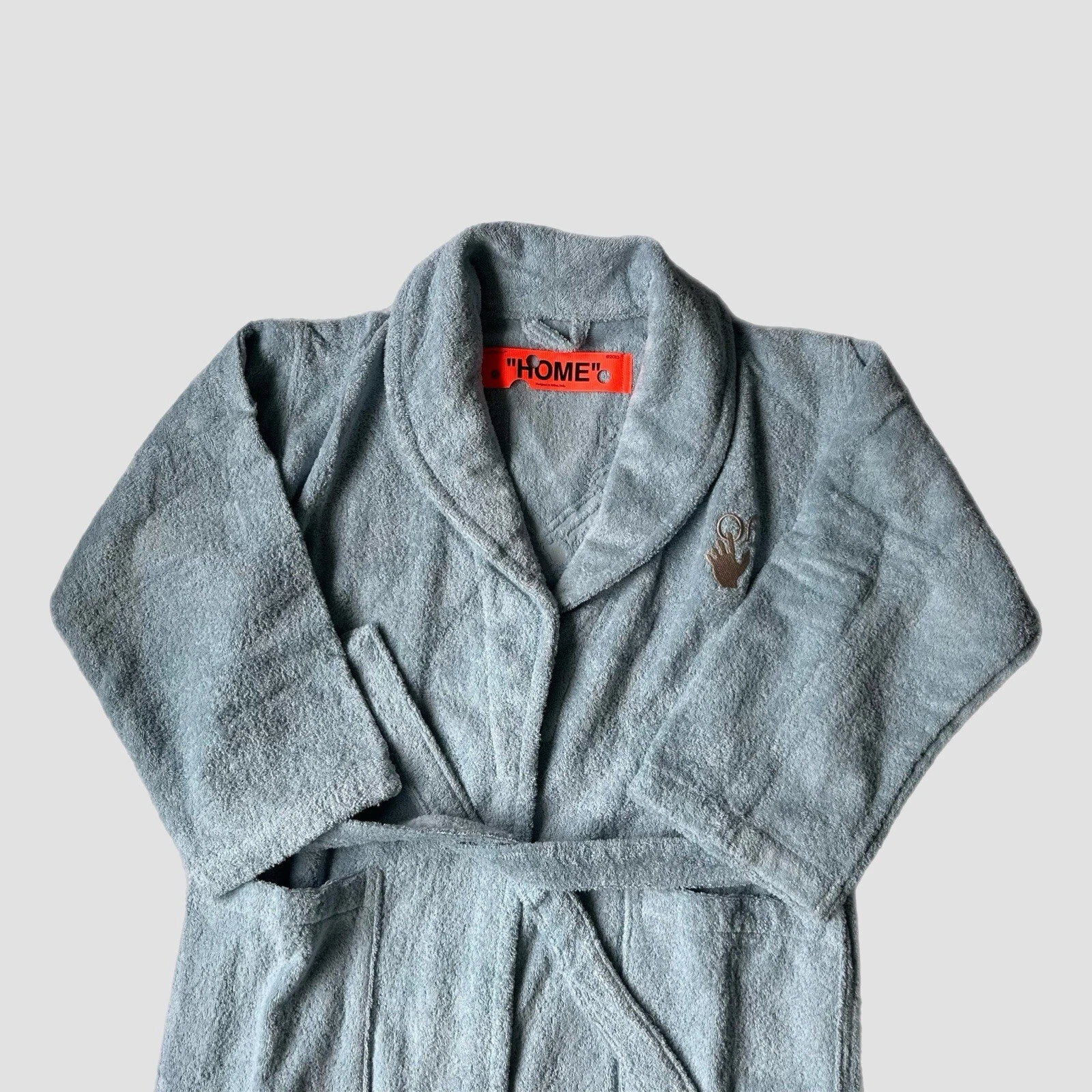 OFF WHITE Accappatoio da bagno con logo freccia bianco sporco blu