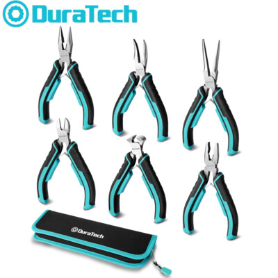 DURATECH 6PC Mini Pliers Bent Nose Diagonal Long Nose Needle Nose Jewelry Pliers