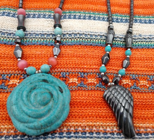 Turquoise Treasures~~(3) Beautiful Necklaces~~Turquoise & Hematite + Bracelet - Picture 2 of 3
