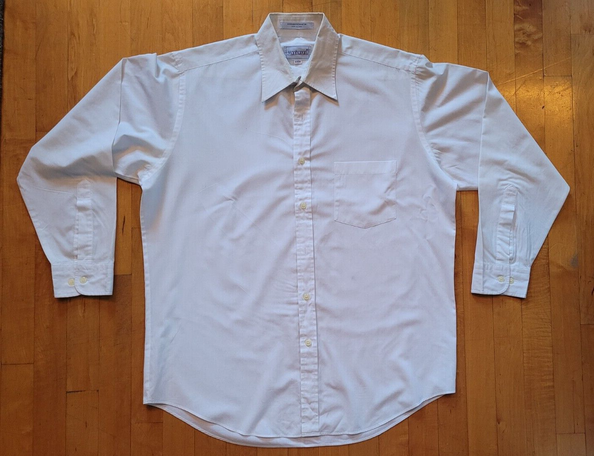 size 16 dress shirt Manhattan Men's All White Dress Shirt Size 16 32-33