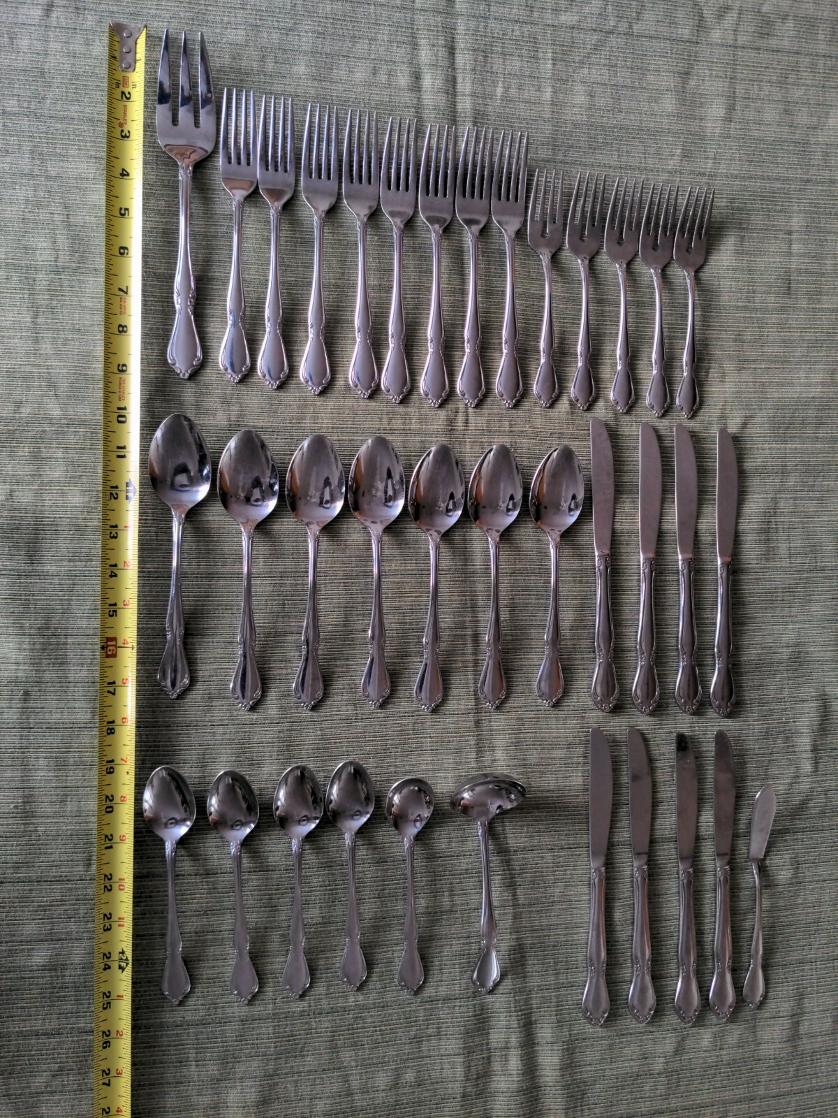 Stainless Steel Japan Flatware Flower Floral Design Set of 35 preowned