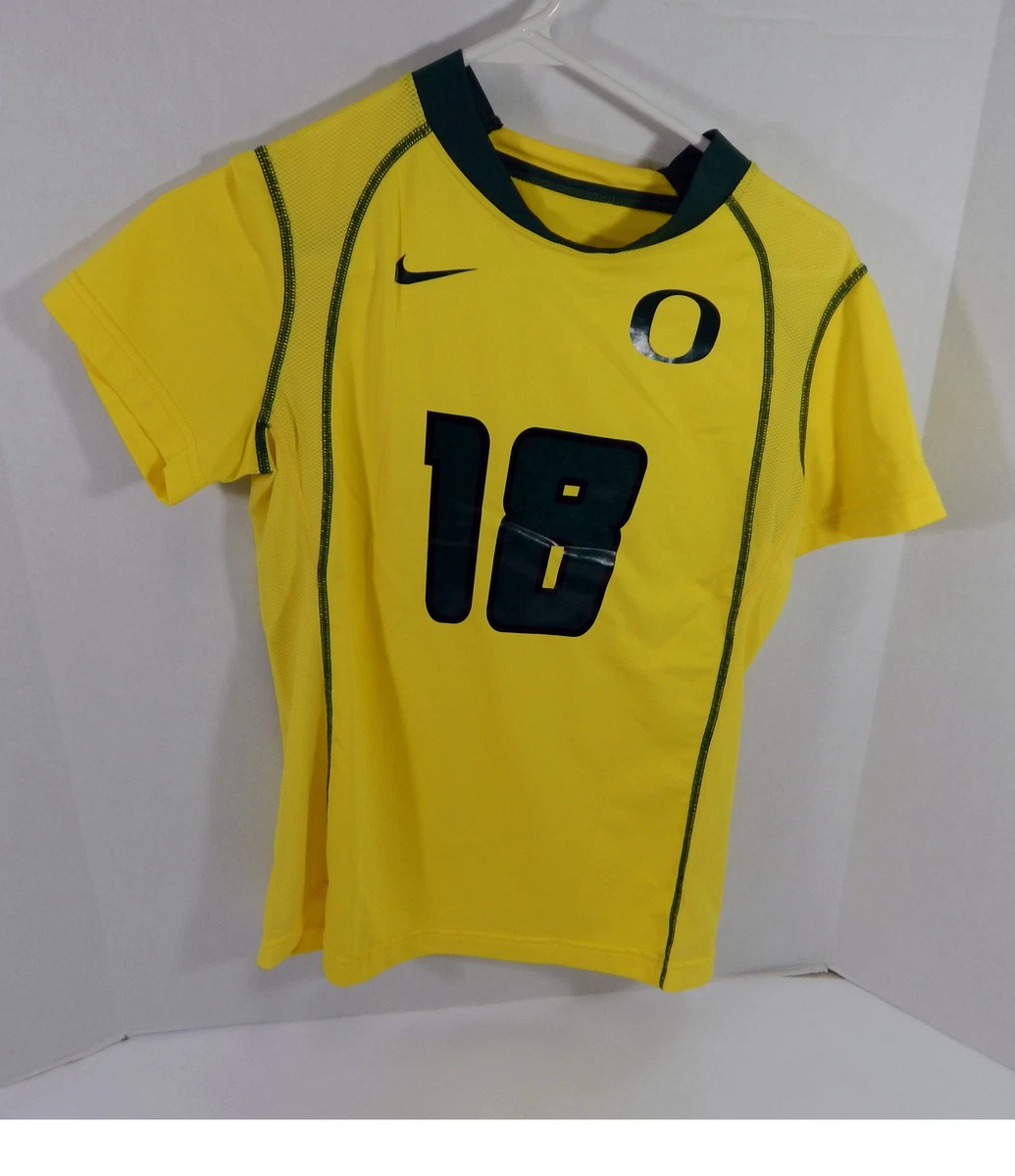 2016 Womens Oregon Ducks 18 Game Issued Yellow Soccer Jersey M