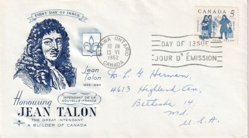 CANADA 1962 FIRST DAY COVER, JEAN TALON PRESENTING GIFTS TO COUPLE, WITH CACHET  - Picture 1 of 1