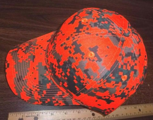 Orange Camo Style Printed Baseball Hat 