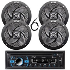 Pyle PLCD43BTM Marine Bluetooth CD Radio, 4x 5.25" 180W Black Speakers, Antenna