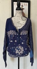 We The Free Eaglewood Bandana Print Patchwork Blouson Top Size Medium