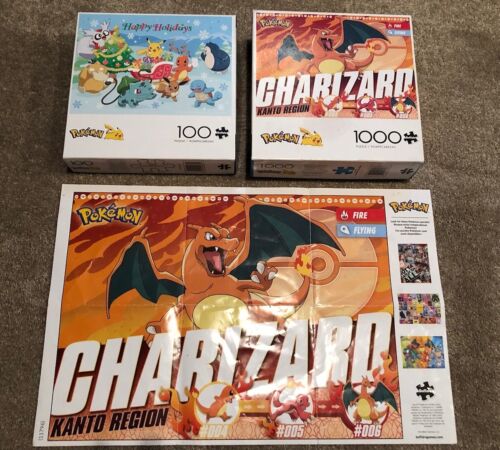 Pokémon Charizard And Happy Holidays 2022 Jigsaw Puzzles Complete Poster LOT 2