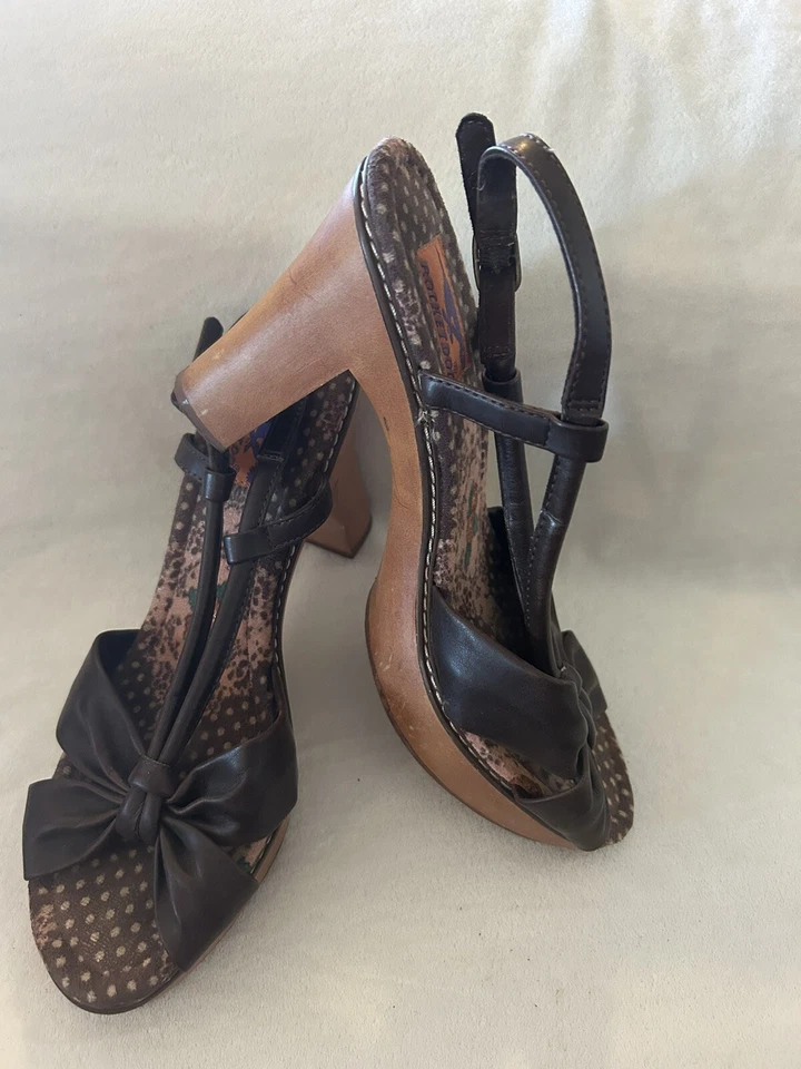 ROCK DOG женский размер 7,5 слинга деревянный каблук сандалии богемное клубы фестиваль - Изображение 3 из 4