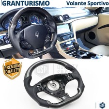 VOLANTE Sportivo Per Maserati GranTurismo Base Piatta Carbonio Pelle Ergonomico