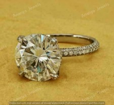 4 CT Cubic Zirconia Solitaire Engagement Women's Ring Real 925 Sterling Silver