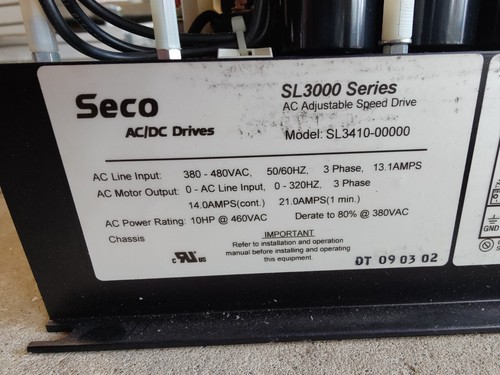 Seco SL3410-00000 AC Adjustable Speed Drive SL3000 Series - Picture 3 of 6