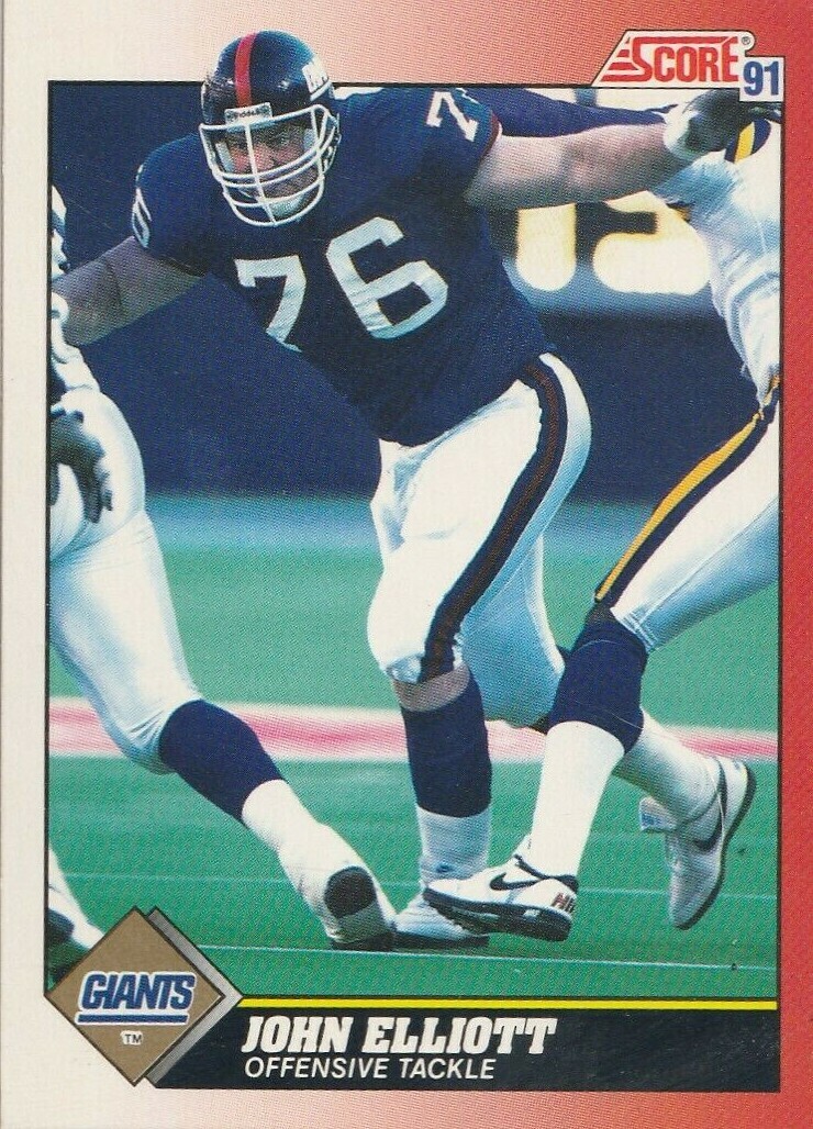 FREE SHIPPING-MINT-1991 Score John Elliott #176-PLUS GIANTS BONUS CARDS
