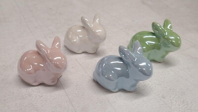 SET OF 4 MINI EASTER BUNNY FIGURINES -- PERFECT EASTER DECOR !! NEW