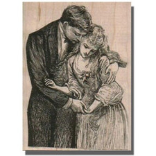 Rubber Stamp, Young Couple Hugging, Victorian,Lady, Love,People,Man,Romance,Kiss