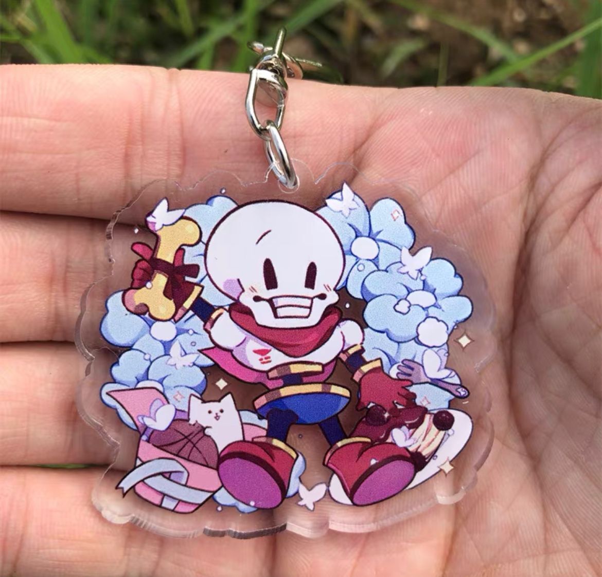 Anime Undertale Sans Asriel Frisk papyrus Acrylic Keychain Keyring Chain  Holder