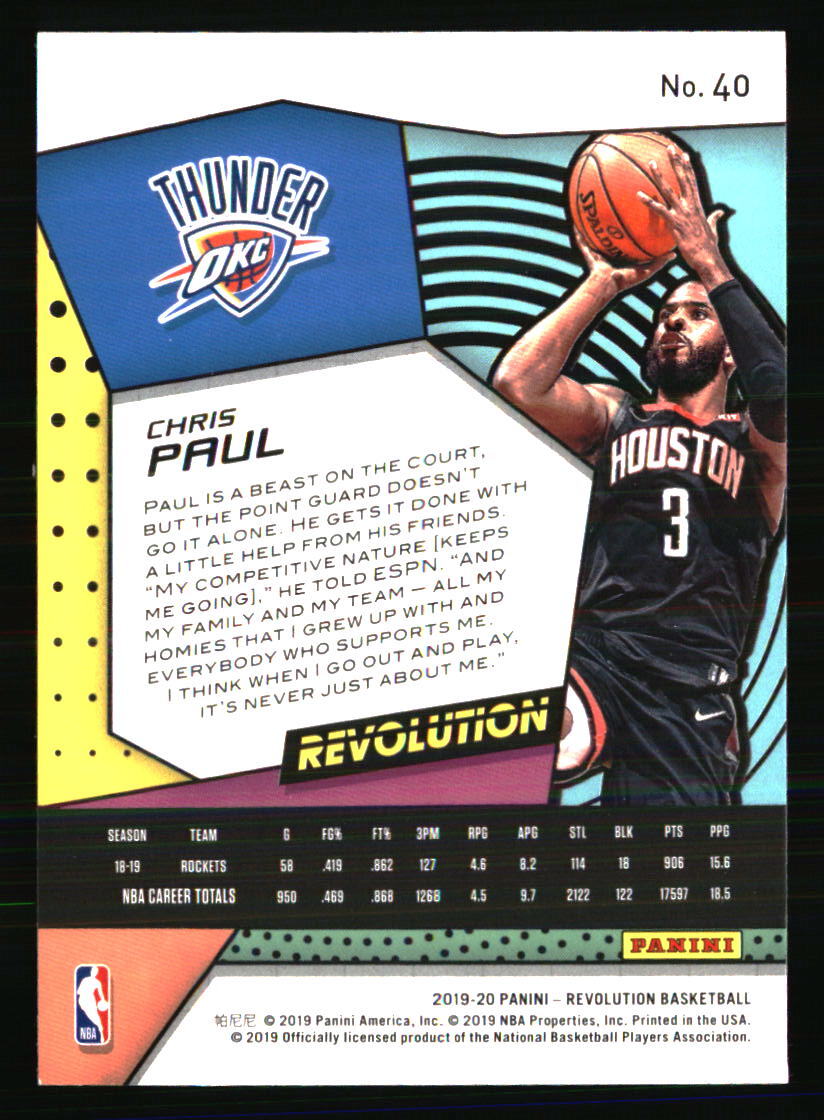 その他 Chris Paul REFLECTIONS Auto Chris Paul 2019-20 Panini Revolution #40 BASKETBALL Card | eBay