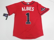 Ozzie Albies #1 Atlanta Braves 2021 World Series Champions Jersey Red