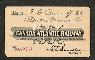 Canada Atlantic Railway Railroad Annual Pass 1886
