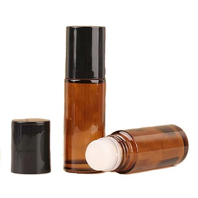 Cchenxxi 2 Pcs 50ml Amber Glass Roll On Bottles - Empty Refillable Brown