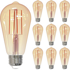 Paquete de 10 bombillas de filamento LED ST18 7W, base E26, luz ámbar cálida 2100K