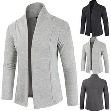 Men's Slim Knitted Cardigan Outwear Buckle-Free Casual Long Sleeve Sweater Coat