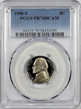 1990 - S  Jefferson Nickel - PCGS PR70DCAM