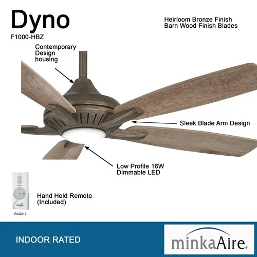 Minka Aire Dyno 52" Ceiling Fan - Barnwood 5-Blade Remote Control - Picture 5 of 5