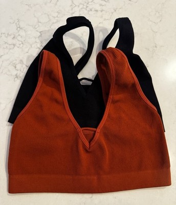 Lively Bralette Lot of 2 Womens Size Medium Black and Rust Wireless