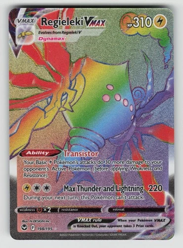 Regieleki VMAX 198/195 Rare Rainbow Silver Tempest Pokemon NM