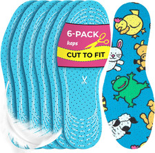 Kids Shoe Insoles  6 Pairs Pack  Cool Design  Cut to Size  Breathable and Bl