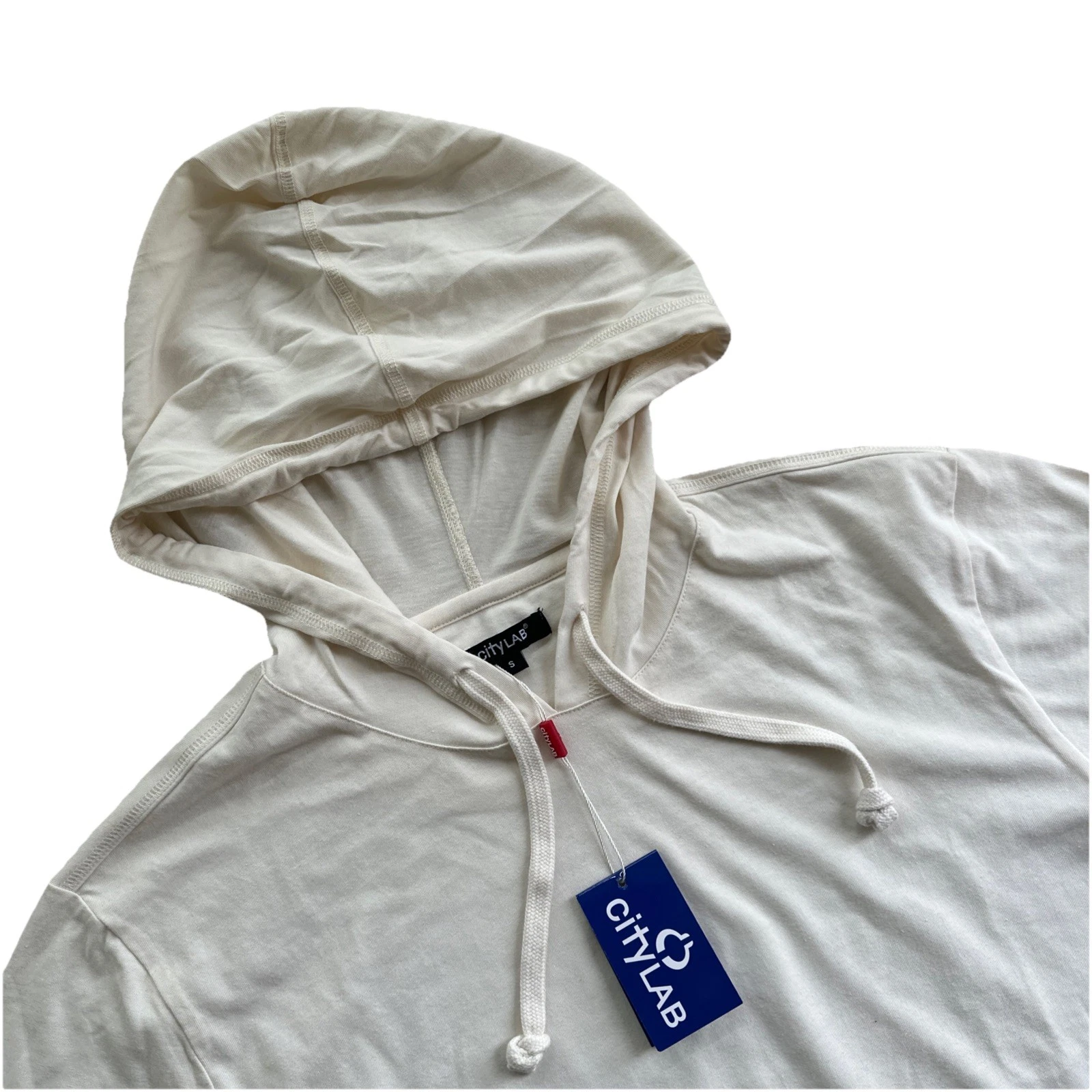 Men’s CITYLAB-light weight,pullover Hoodie Cream Kangaroo pockets Size Small New
Opens in a new wind