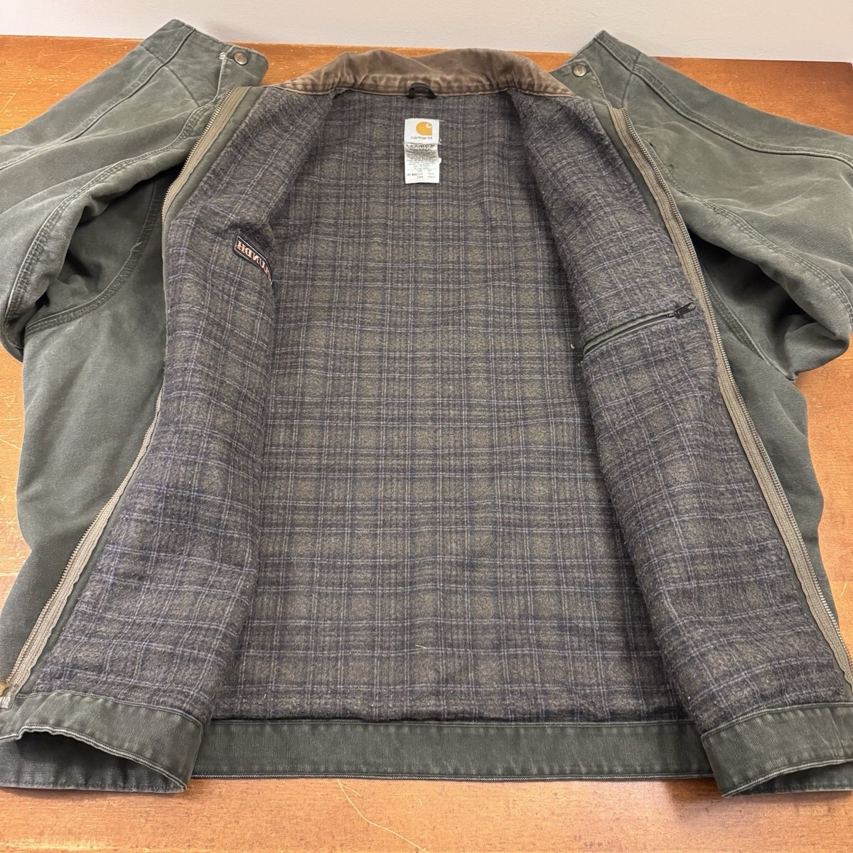VINTAGE Carhartt Detroit Jacket Mens 3XL Green Blanket Lined J97