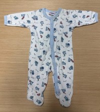 Small Steps Baby Sleeper Footed Pajamas Blue Teddy Bear Print No Size Vintage