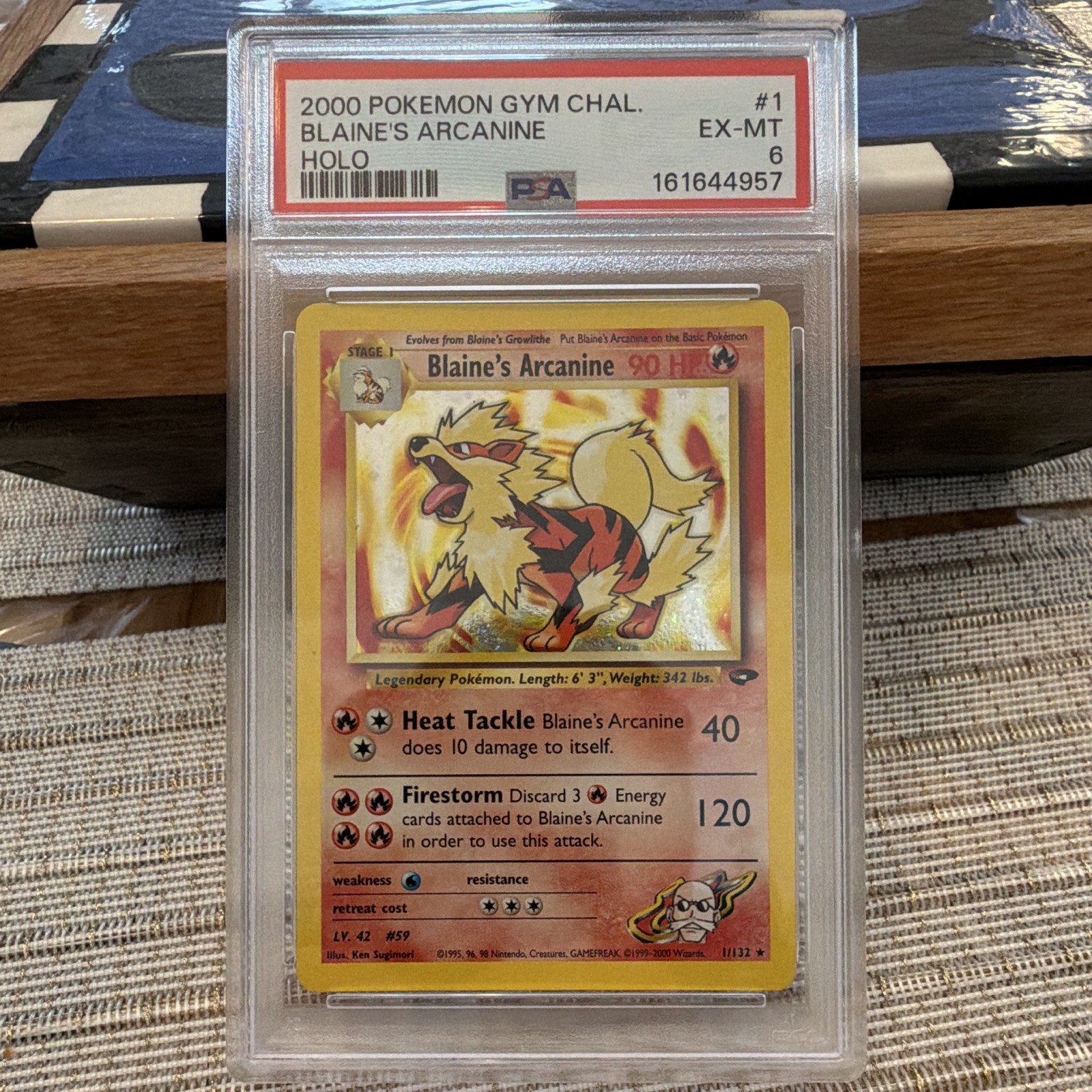 Acran Inj Blaine's Arcanine 1/132 Gym Challenge Holo Rare Unlimited English PSA 6 ...