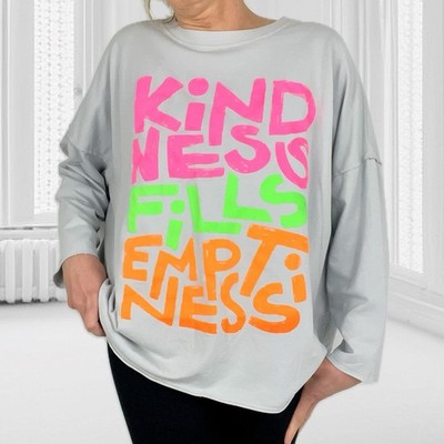 Statement Shirt Damen Oversize Sweatshirt Loose Fit Longshirt Neon Print Pulli