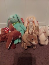 Lot Of 5 Beanie Bunny's, Nibbler. Grace, Hippity, Nibbly And Ears NWT