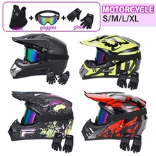 Adult Motocross Helmet DOT Off Road Bike Motorcycle Helmet w/Goggles/Gloves/Mask