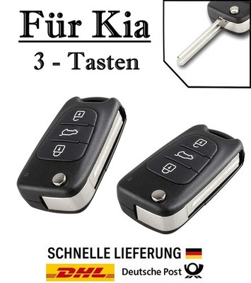 2x Ersatz Klappschlüssel Gehäuse für Kia 3-Tasten PKW Fernbedienung KS06